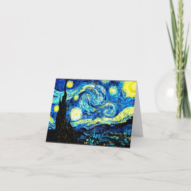 Van Gogh - Starry Night Letterpress Thank You Card (Front)