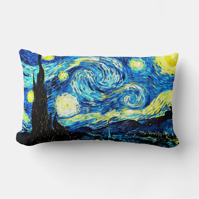 Van Gogh: Starry Night Lumbar Pillow (Front)