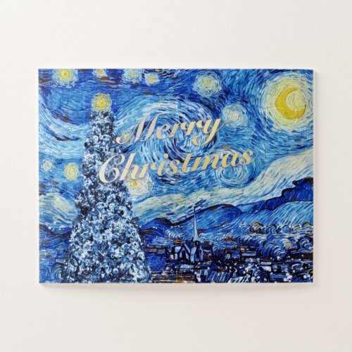 Van Gogh _ Starry Night Merry Christmas Jigsaw Puzzle