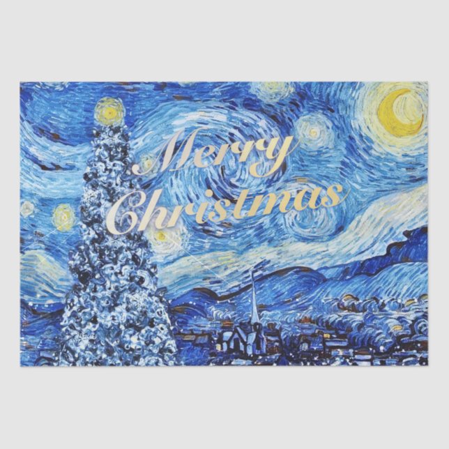 Van Gogh - Starry Night Merry Christmas  Tissue Paper (Front)