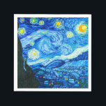 Van Gogh Starry Night Napkins<br><div class="desc">Napkins featuring Vincent van Gogh’s oil painting The Starry Night (1889). Inspired by his stay at an asylum,  the art depicts a village underneath a night sky of blue and yellow moon and stars. A great gift for fans of Post-Impressionism and Dutch art.</div>