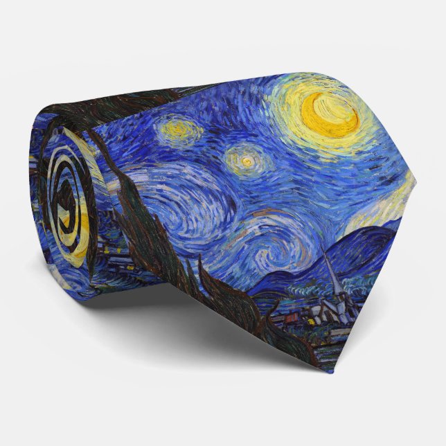 van Gogh ,“ “  ”Starry night ” Neck Tie (Rolled)