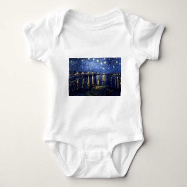 Van Gogh Starry Night Over Rhone Baby Bodysuit (Front)