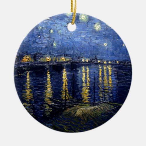 Van Gogh Starry Night Over Rhone Ceramic Ornament