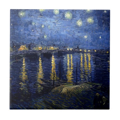 Van Gogh Starry Night Over Rhone Ceramic Tile