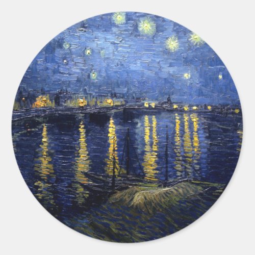 Van Gogh Starry Night Over Rhone Classic Round Sticker