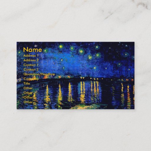 Customizable Van Gogh Starry Night Over Rhone (F474) Fine Art Business Card Templates