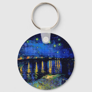 Van Gogh Starry Night Over Rhone  (F474) Fine Art Keychain