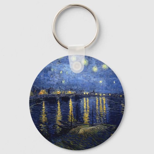 Van Gogh Starry Night Over Rhone Keychain