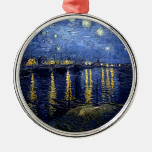 Van Gogh Starry Night Over Rhone Metal Ornament