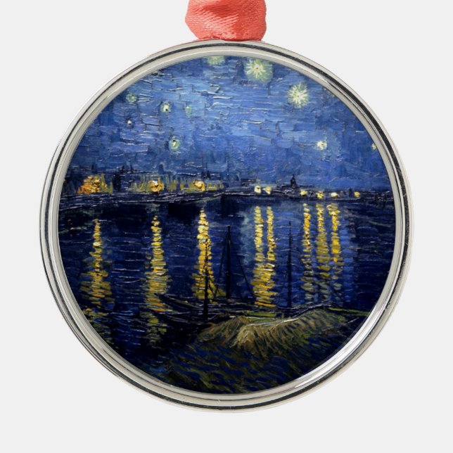 Van Gogh Starry Night Over Rhone Metal Ornament (Front)