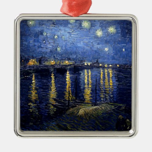 Van Gogh Starry Night Over Rhone Metal Ornament