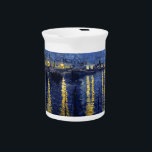 Van Gogh Starry Night Over Rhone Pitcher<br><div class="desc">Vincent Van Gogh Landscape and Seascape Painting Series - Starry Blue Night over the Rhone</div>