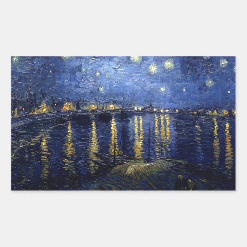 Van Gogh Starry Night Over Rhone Rectangular Sticker