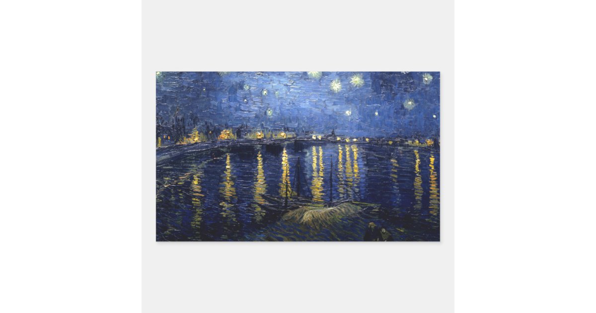Van Gogh Starry Night Over Rhone Rectangular Sticker | Zazzle