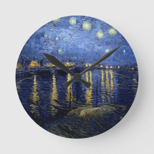 Van Gogh Starry Night Over Rhone Round Clock