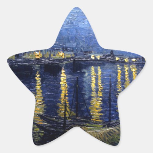 Van Gogh Starry Night Over Rhone Star Sticker