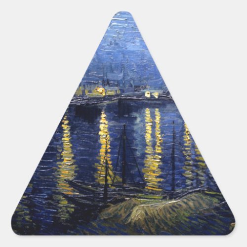 Van Gogh Starry Night Over Rhone Triangle Sticker