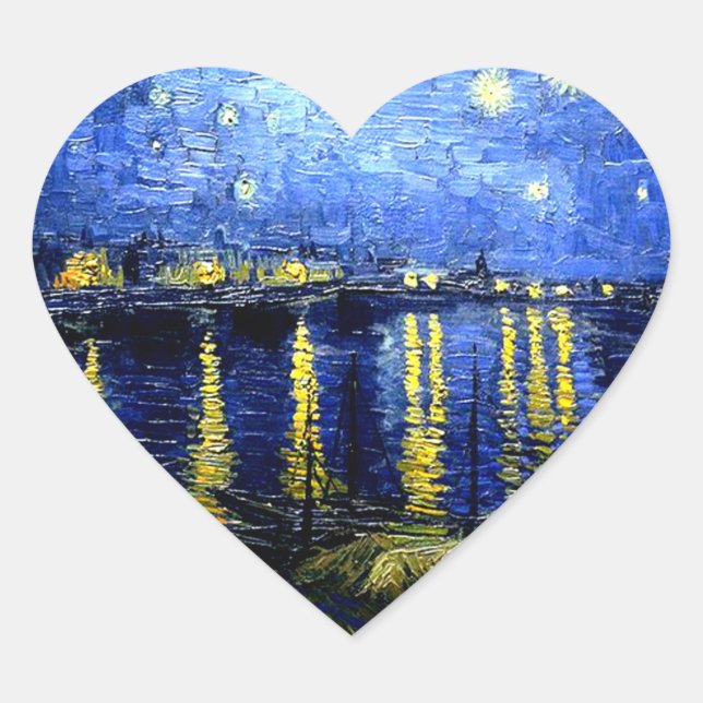 Van Gogh - Starry Night over the Rhone 2020 Heart Sticker (Front)