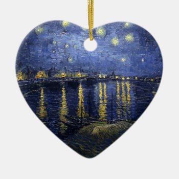 Van Gogh Starry Night Over The Rhone Ceramic Ornament by Zazilicious at Zazzle