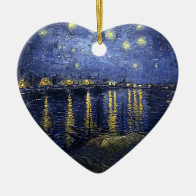 Van Gogh Starry Night Over The Rhone Ceramic Ornament (Front)