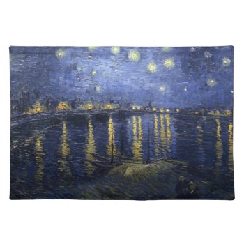 Van Gogh Starry Night Over The Rhone Cloth Placemat by Zazilicious at Zazzle