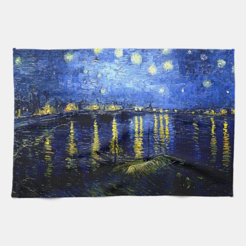 Van Gogh _ Starry Night over the Rhone Kitchen Towel