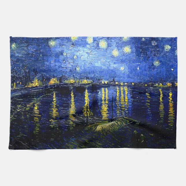 Van Gogh - Starry Night over the Rhone Kitchen Towel (Horizontal)