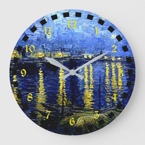 Van Gogh _ Starry Night over the Rhone Large Clock