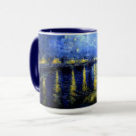 Van Gogh - Starry Night over the Rhone Mug<br><div class="desc">Van Gogh - Starry Night over the Rhone coffee mug with navy blue trim.</div>