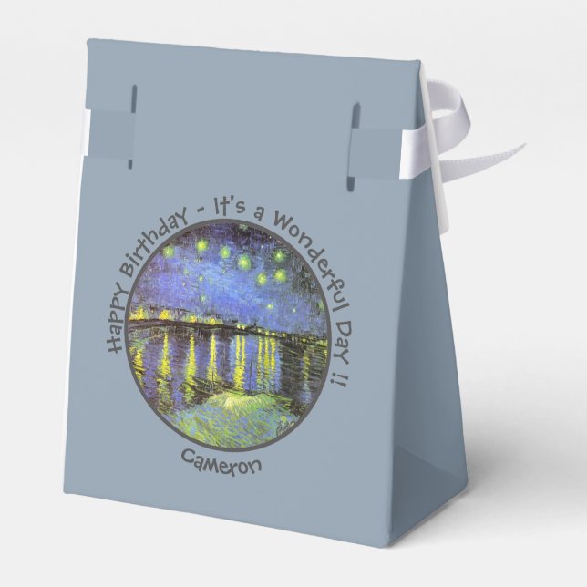 van Gogh Starry Night Over the Rhone Party Items Favor Boxes (Back Side)