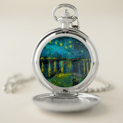 Van Gogh Starry Night Over the Rhne  Pocket Watch