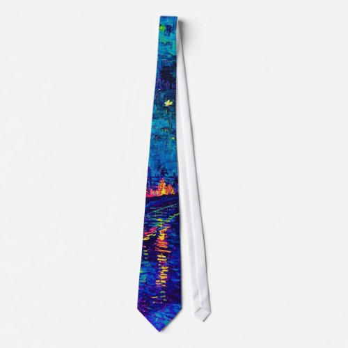 Van Gogh _ Starry Night Over The Rhone Pop Art Neck Tie