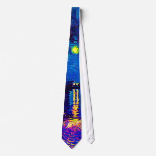 Van Gogh - Starry Night Over The Rhone Pop Art Tie