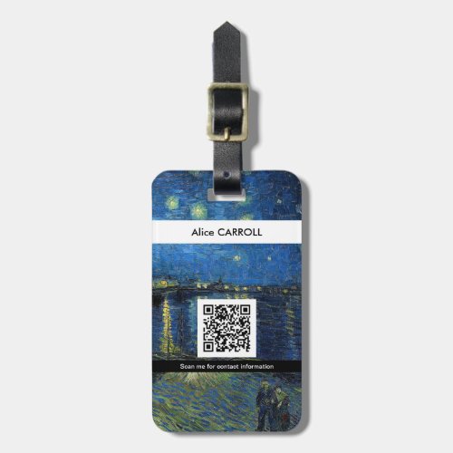 Van Gogh _ Starry Night Over the Rhone _ QR Code Luggage Tag