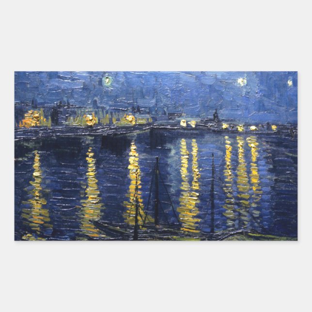 Van Gogh: Starry Night Over the Rhone Rectangular Sticker (Front)