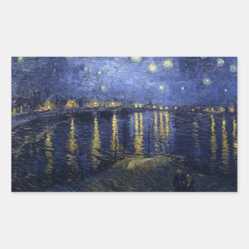 Van Gogh Starry Night Over The Rhone Rectangular Sticker by Zazilicious at Zazzle