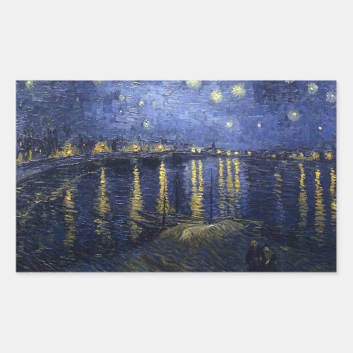 Van Gogh Starry Night Over The Rhone Rectangular Sticker