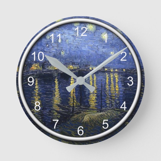 Van Gogh - Starry Night over the Rhone Round Clock (Front)