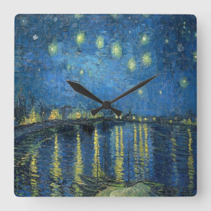 Van Gogh Starry Night Over the Rhone Square Wall Clock