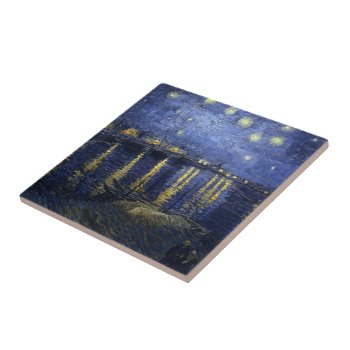 Van Gogh Starry Night Over The Rhone Tile by Zazilicious at Zazzle