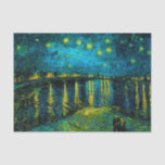 Van Gogh Starry Night Over the Rhône  Tissue Paper<br><div class="desc">Tissue Paper featuring Vincent van Gogh’s oil painting Starry Night Over the Rhône (1888). Shining yellow stars decorate the blue night sky as a couple strolls along a riverbank in Arles. A perfect gift for fans of Post-Impressionism and Dutch art.</div>
