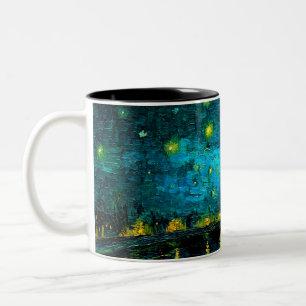 Van Gogh Starry Night Over the Rhône Two-Tone Coffee Mug