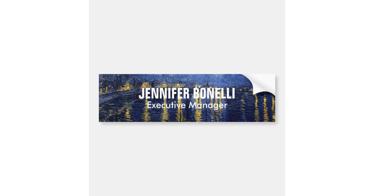 Van Gogh Starry Night Painting Add Your Name Bumper Sticker | Zazzle