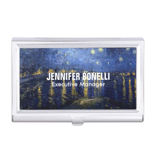 Van Gogh Starry Night Painting Add Your Name Business Card Case