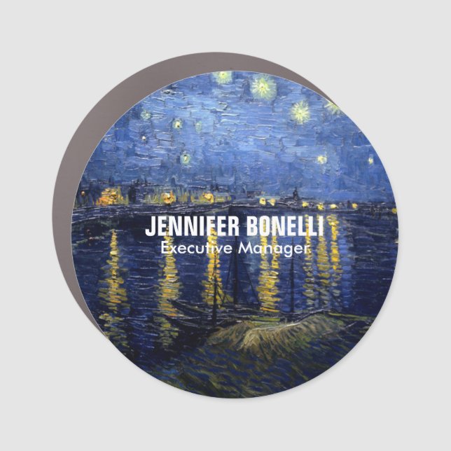 Van Gogh Starry Night Painting Add Your Name Car Magnet (Front)