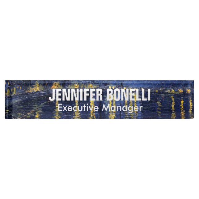 Van Gogh Starry Night Painting Add Your Name Desk Name Plate (Front)