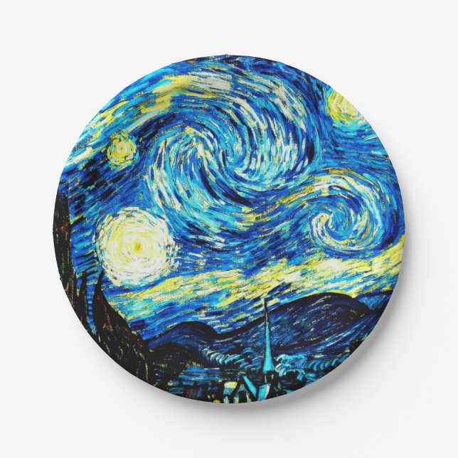 Van Gogh - Starry Night Paper Plates (Front)