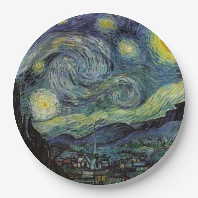 Van Gogh Starry Night Paper Plates (Front)