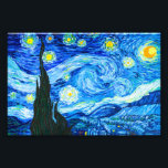 Van Gogh Starry Night Photo Print<br><div class="desc">Photo Print featuring Vincent van Gogh’s oil painting The Starry Night (1889). Inspired by his stay at an asylum,  the art depicts a village underneath a night sky of blue and yellow moon and stars. A great gift for fans of Post-Impressionism and Dutch art.</div>